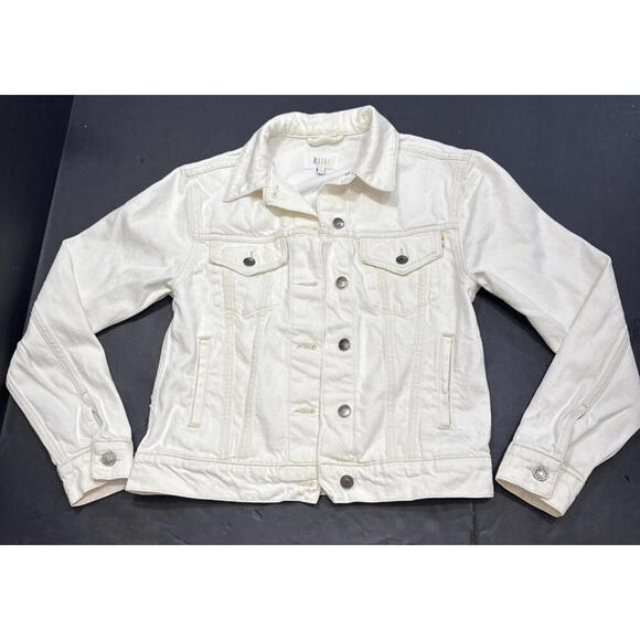 Rails White Denim Jacket Button Front Jean Pockets Lightweight Casual Boho XS - Picture 2 of 15